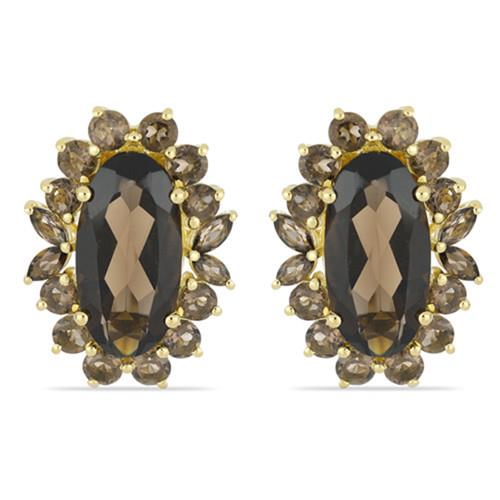12.04 CT SMOKY GOLD PLATED SILVER EARRINGS #VE020802
